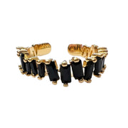 The Josephine Jagged Black Baguettes on Gold Band - Adjustable