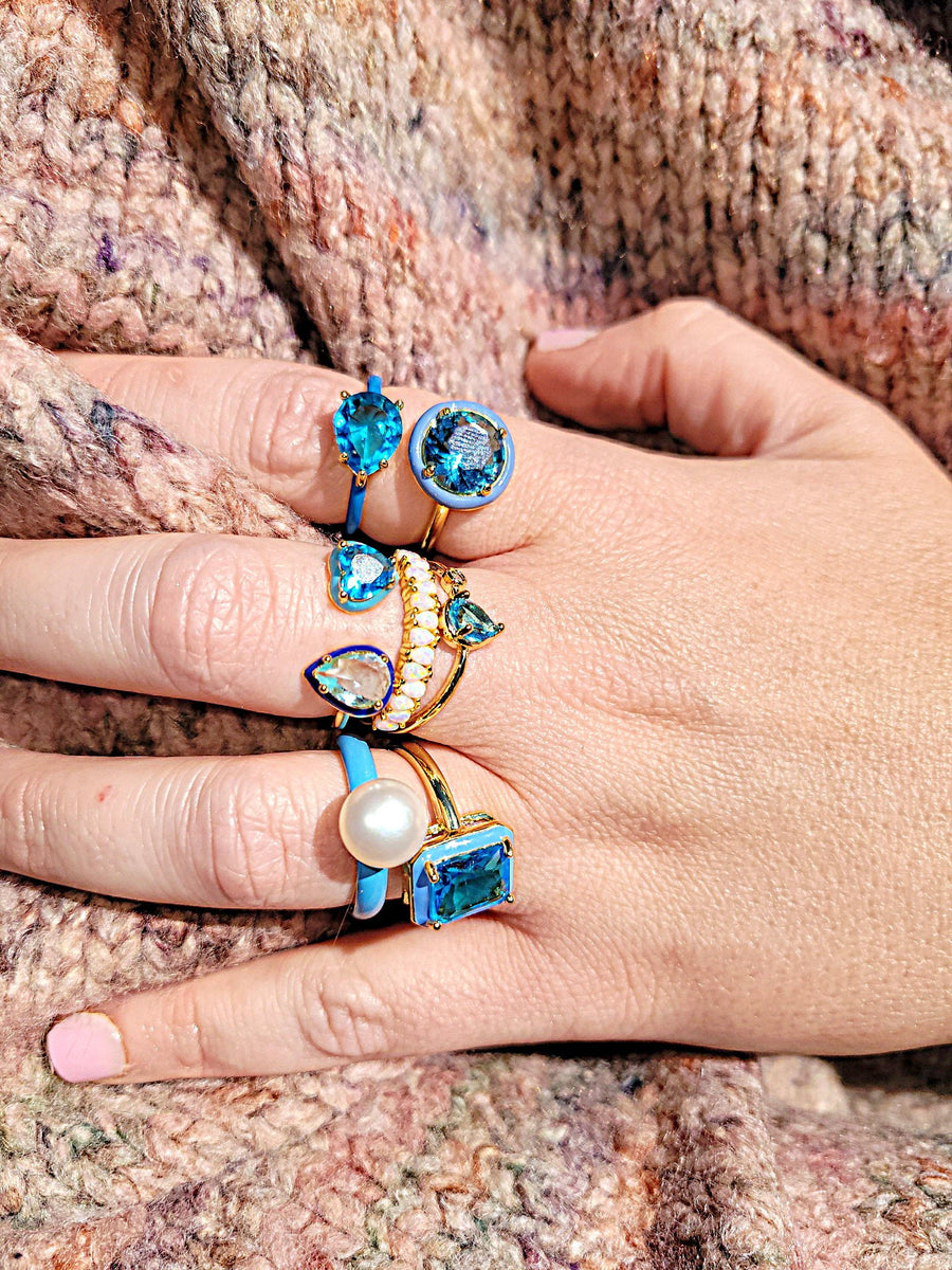 The Maggie Gumball Ring in Cornflower Blue Enamel