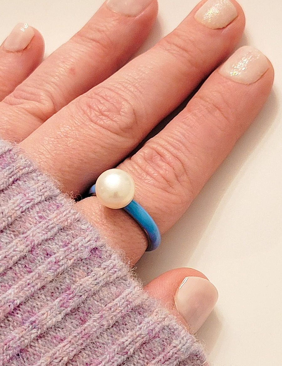 The Maggie Gumball Ring in Cornflower Blue Enamel