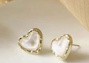 The Florence Dainty Heart Stud Earring with Hammered Gold Edges