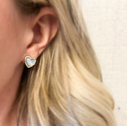 The Florence Dainty Heart Stud Earring with Hammered Gold Edges