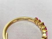 The Viv Dainty & Delicate Stacking Stone Ring in Gold - Adjustable - Pink