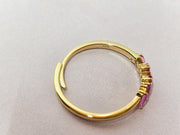 The Viv Dainty & Delicate Stacking Stone Ring in Gold - Adjustable - Pink