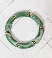 The Zen Jade Green Acrylic Bangle Bracelet Stack (In Gold or Silver)