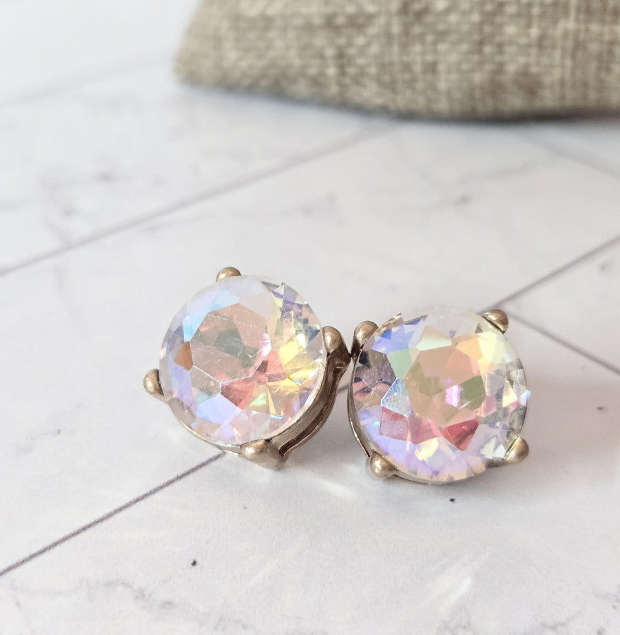 The Marisol Dichroic Round Statement Studs - Dichroic Glass