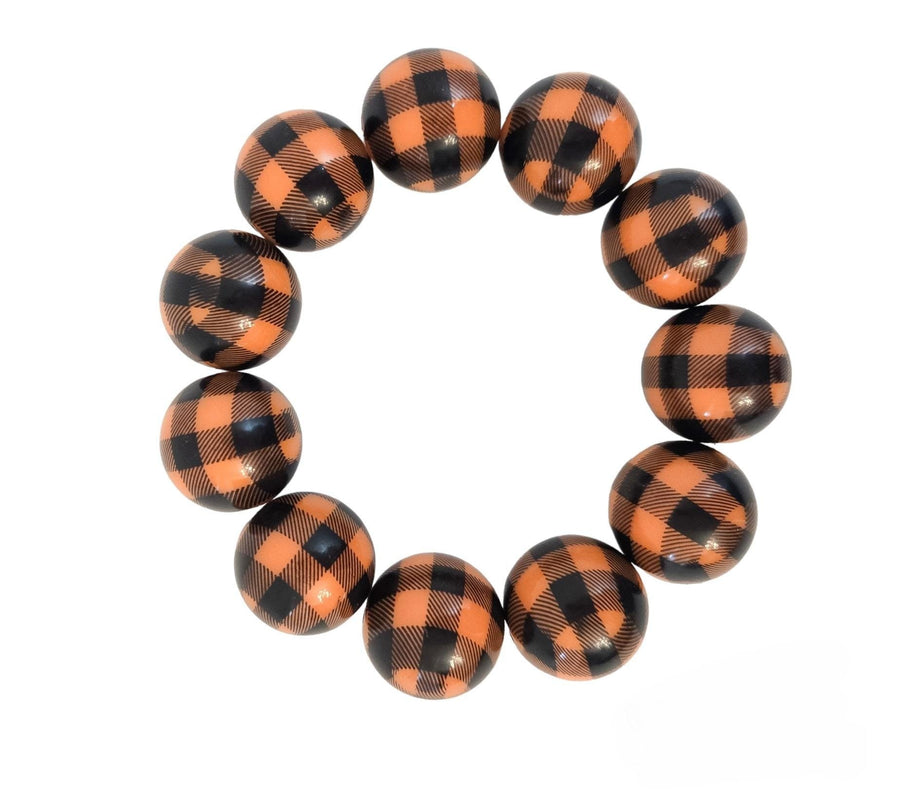 The Orange & Black Gingham Gameday Plaid Bracelet Stack - OSU