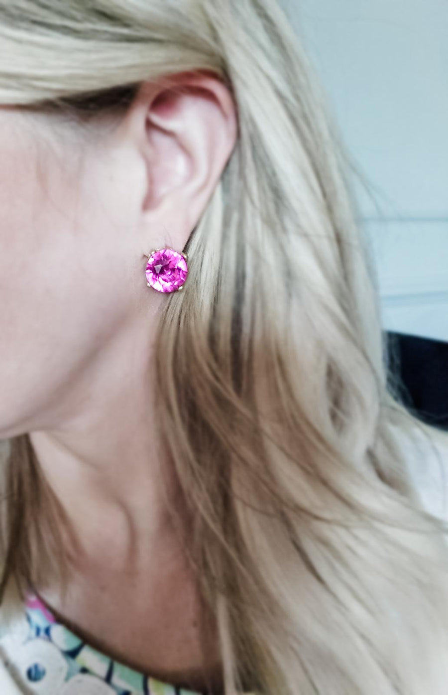 The Marisol Large Statement Stud - Hot Pink