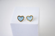 The Florence Dainty Heart Stud Earring with Hammered Gold Edges