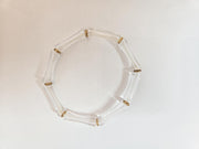 The Thin Bridgette Bamboo Acrylic Bangle Bracelet Set in Clear Lucite (Gold or Silver)