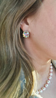 The Marisol Dichroic Round Statement Studs - Dichroic Glass