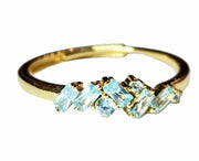 The Viv Dainty & Delicate Stacking Stone Ring in Gold - Adjustable - Light Turquoise