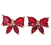 The Classic Coquette Christmas Zircon Bow Stud Earrings - Red