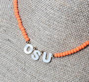 OSU -Oklahoma State Cowboys Mother of Pearl Shell Letters - Orange Gameday Necklace - Go Pokes