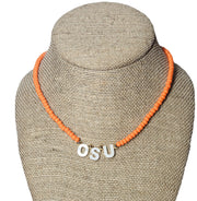 OSU -Oklahoma State Cowboys Mother of Pearl Shell Letters - Orange Gameday Necklace - Go Pokes