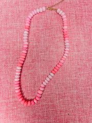 The Poppy Hot Pink Gradient Opals Necklace - Handmade