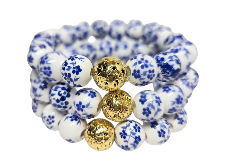 The Dottie Grand Millennial Chinoiserie Floral Bracelet Stack