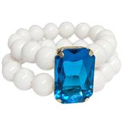 The Dottie Large Gem Stacked Bracelet in Bright Blue