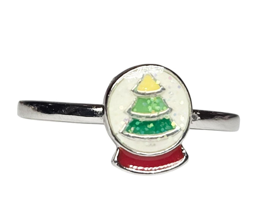 The Pocket Sized Dainty Snow Globe Adjustable Christmas Ring