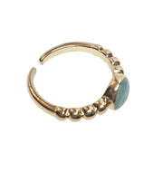 Candy Shell Beach Adjustable Dainty Gold Ring - Dusty Blue - Mother of Pearl Shell - MOP