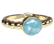 Candy Shell Beach Adjustable Dainty Gold Ring - Dusty Blue - Mother of Pearl Shell - MOP