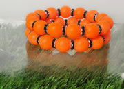 The Black & Orange Matte Beads with Rhinestone Bling Stack Bracelet - OSU- Go Pokes - Cowboys - Oklahoma State Jewelry