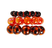 The Orange & Black Matte Beads with Rhinestone Bling Stack Bracelet - OSU- Go Pokes - Cowboys - Oklahoma State Jewelry