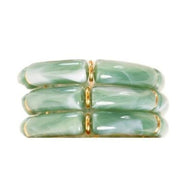 The Zen Jade Green Acrylic Bangle Bracelet Stack (In Gold or Silver)