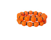 The Black & Orange Matte Beads with Rhinestone Bling Stack Bracelet - OSU- Go Pokes - Cowboys - Oklahoma State Jewelry