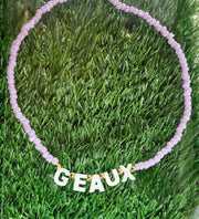 LSU Geaux Tigers Gameday Necklace - MOP Mother of Pearl Shell Letters