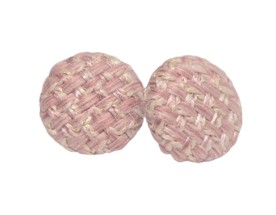 The Tiny Feather Weight Dainty Pink Tweed Stud Earring - Retro