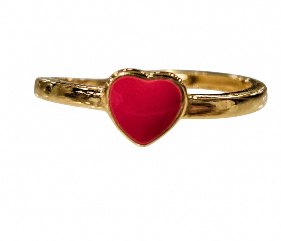 The Delilah Dainty & Delicate Pink and Gold Heart Stacking Ring - Adjustable