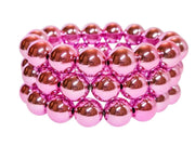 The Home for the Holidays Reflective Christmas Ornament Statement Stacking Bracelet in Pink - Small Beads