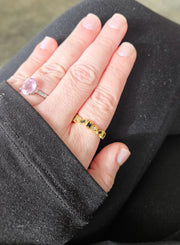 The Lele Dainty & Delicate Black and Gold Ring - Adjustable