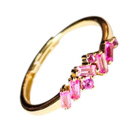 The Viv Dainty & Delicate Stacking Stone Ring in Gold - Adjustable - Pink