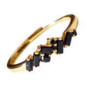 The Viv Dainty & Delicate Stacking Stone Ring in Gold - Adjustable - Black