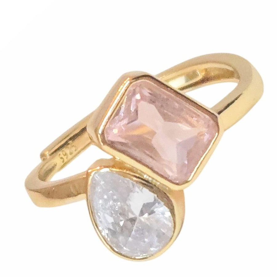 The Eloise Dainty & Delicate Pink and Gold Ring - Adjustable