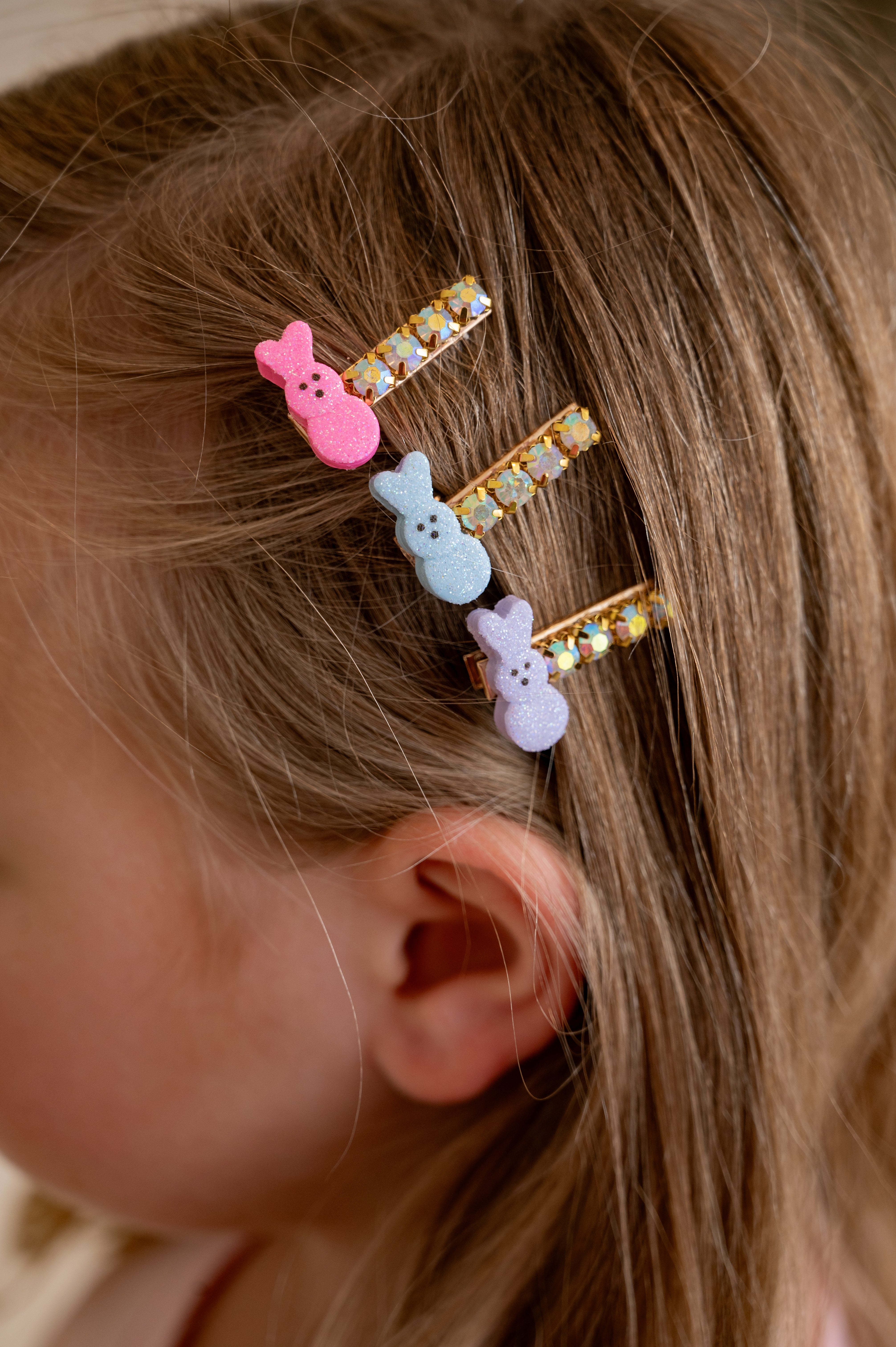 Peeps Rhinestone Bling Hair Clips