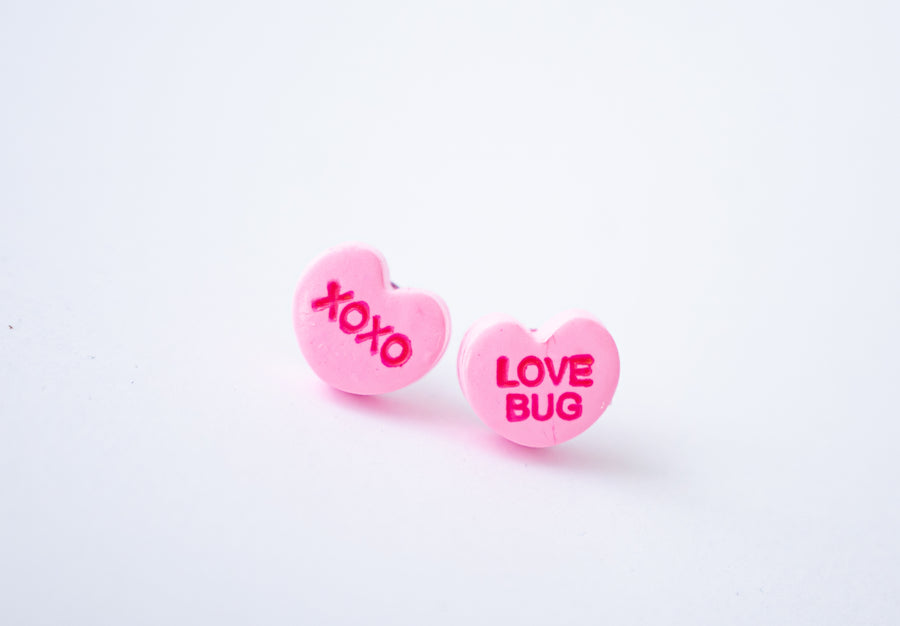 Conversation Candy Heart Studs