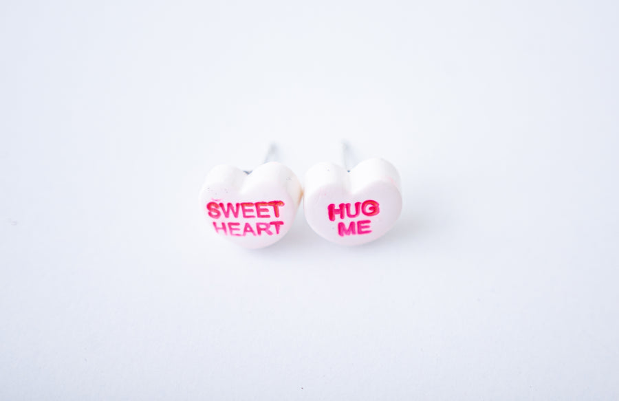 Conversation Candy Heart Studs