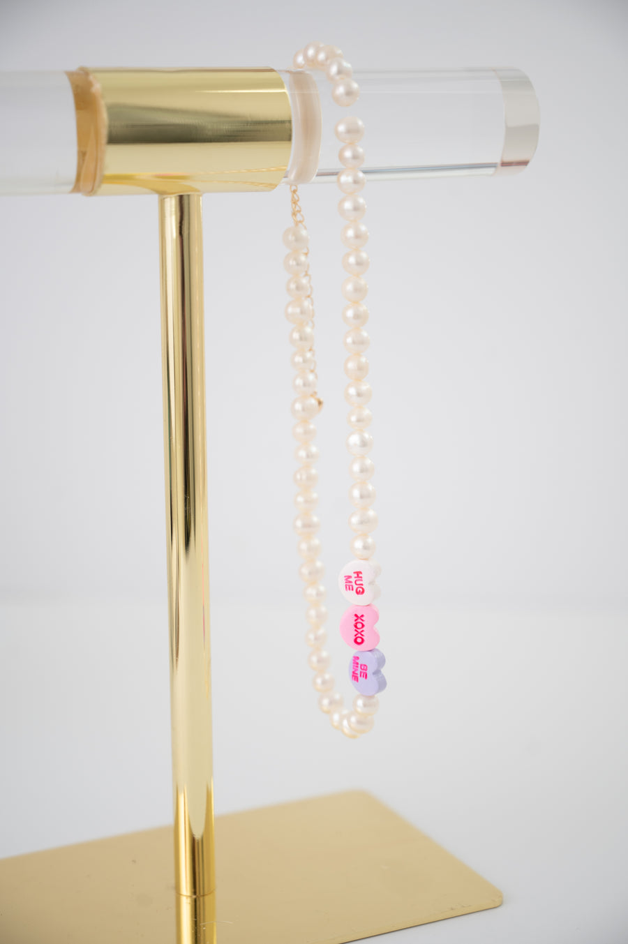 Valentines Candy Hearts Authentic Freshwater Pearl Necklace