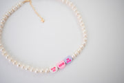 Valentines Candy Hearts Authentic Freshwater Pearl Necklace