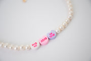 Valentines Candy Hearts Authentic Freshwater Pearl Necklace