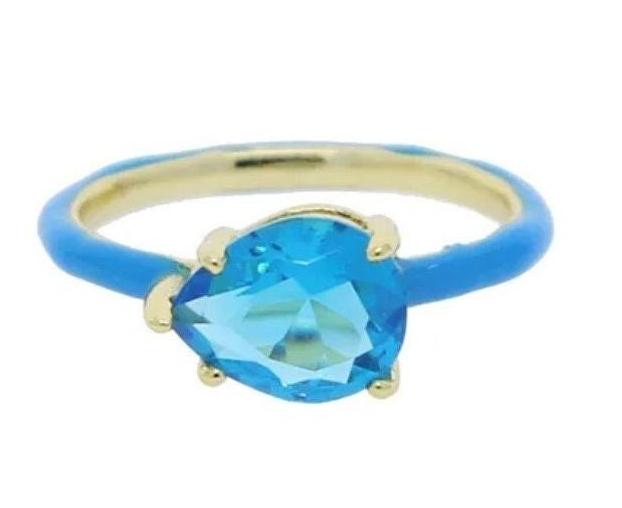 The Lucie Enamel Monochromatic Jewel Ring - Blue