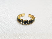 The Josephine Jagged Black Baguettes on Gold Band - Adjustable