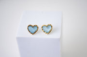 The Florence Dainty Heart Stud Earring with Hammered Gold Edges