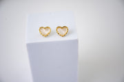 The Florence Dainty Heart Stud Earring with Hammered Gold Edges