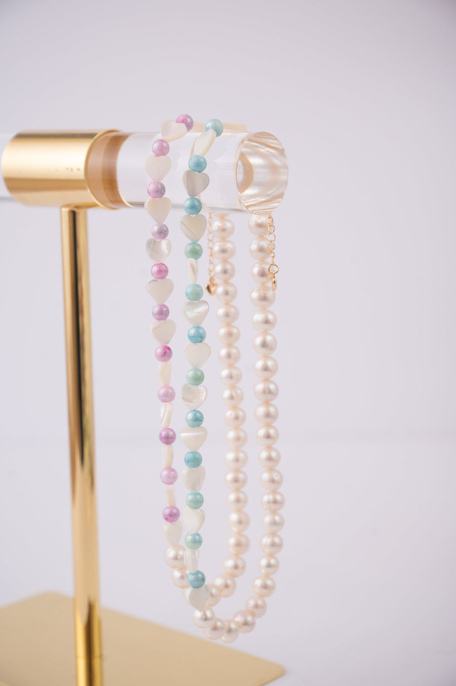 Miriam Authentic Freshwater Pearls and Shell Hearts Necklace