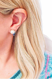 The Pippa Pearl Studs with Blue Jewels